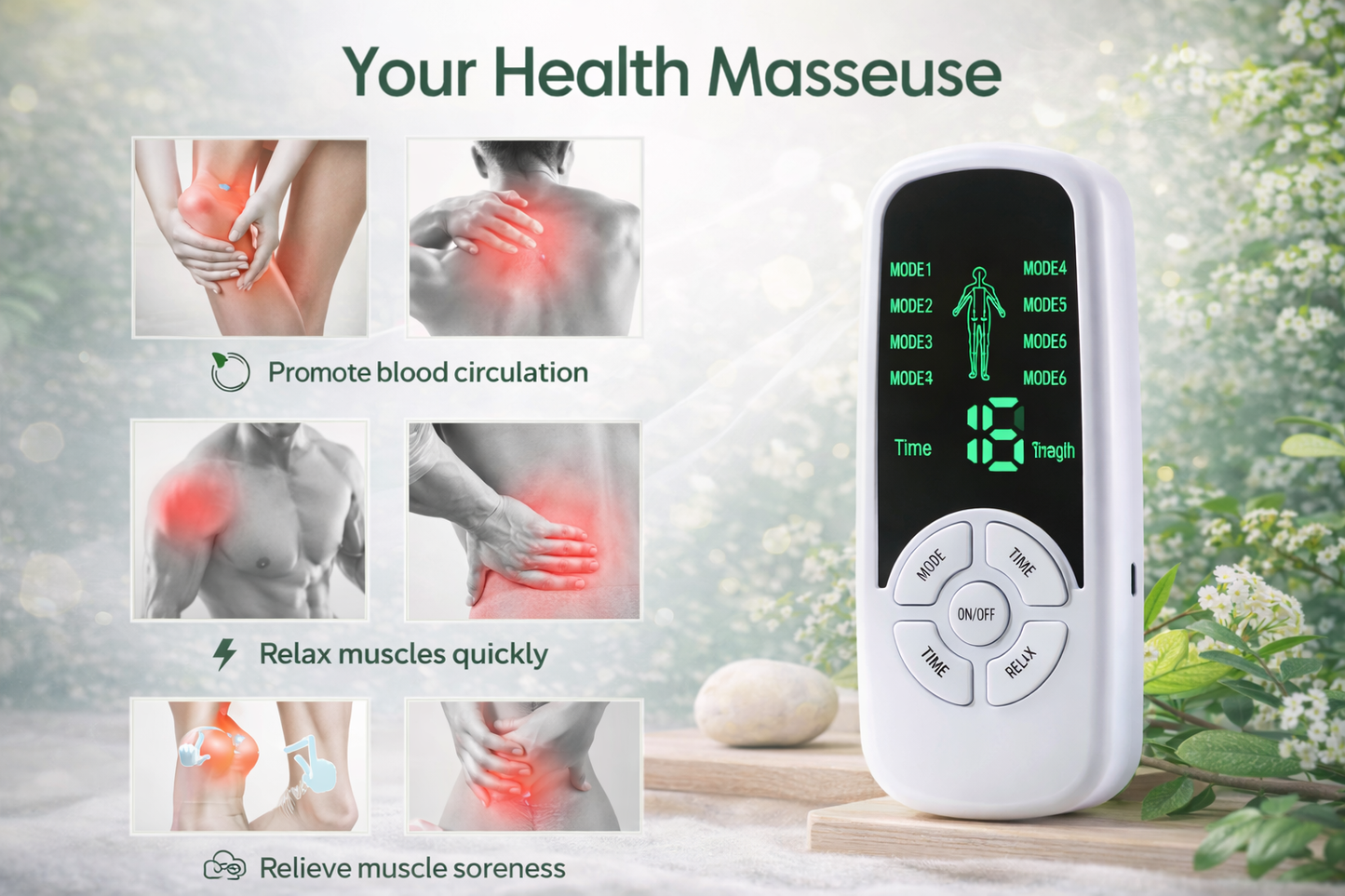 EMS TENS Muscle Massager (6 Modes)